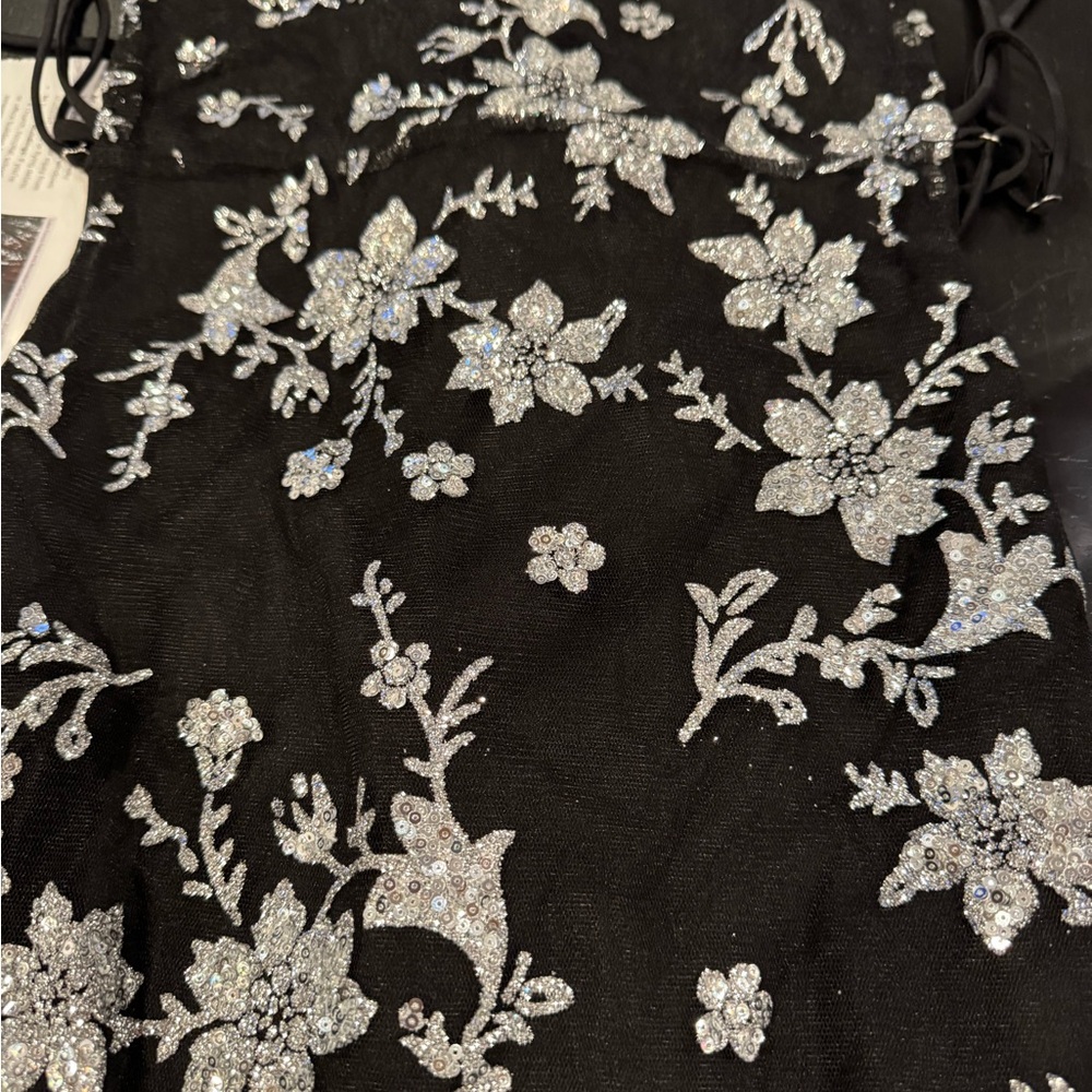 Lucy in the sky mini dress silver sequins on black